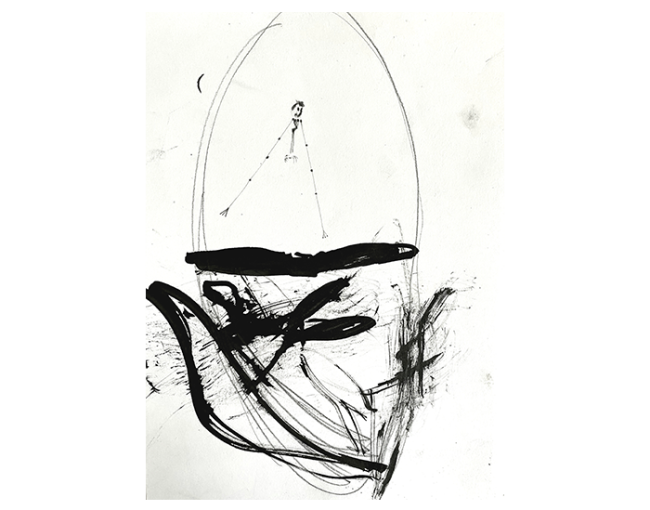 Very long hands 2022, pencil on paper, 30/42 cm