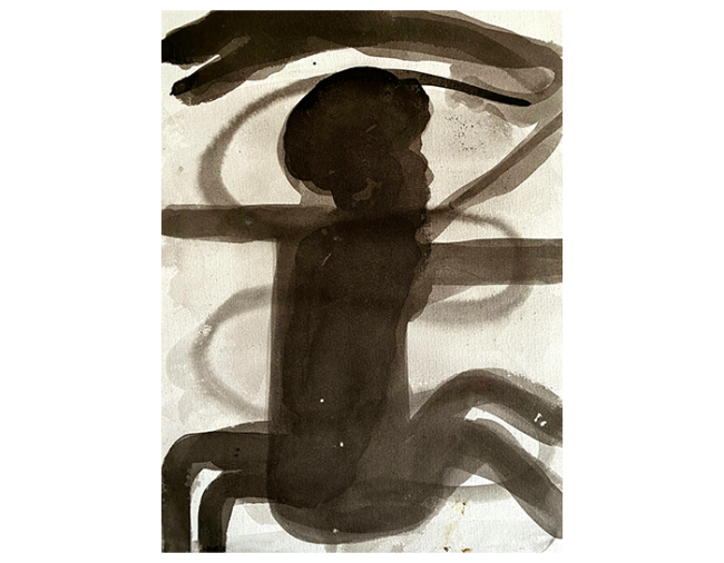 Cricket and spider man 2021, pencil on paper, 30/42 cm